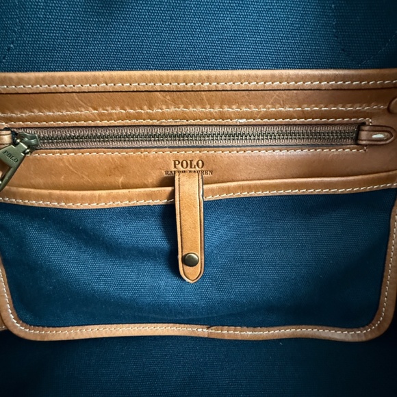 EUC POLO RALPH LAUREN Canvas Bellport Medium Tote Carolina Sky Blue - Picture 12 of 14